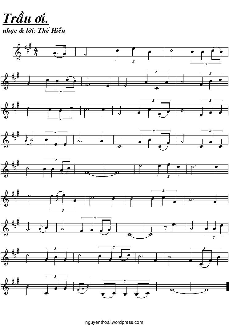 Sheet nhạc Trầu Ơi